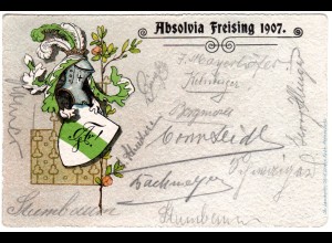 Absolvia Freising 1907, Studentica-AK m. vielen Unterschriften