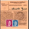 DR 1942, 20+4x40 Pf. vorder- u.rückseitig auf Ostmark Paketkarte v. Wurmberg