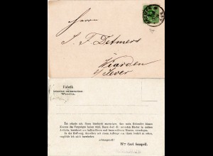 DR 1876, 3 Pfge. auf Avis Karte v. BREMEN 1e n. Wiarden b. Jever