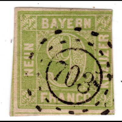 Bayern 5, 9 Kr. m. klarem oMR 703 WERTACH (Schwaben)