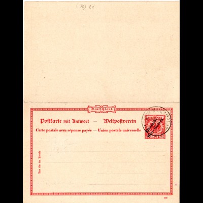 DNG P 7, 10 Pf. Doppelkarte Ganzsache m. Stpl. FRIEDRICH-WILHELMSHAFEN 