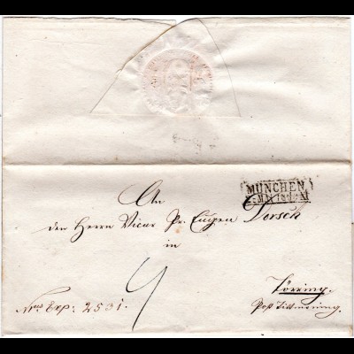 Bayern 1863, R2 MÜNCHEN auf Porto Brief n. Törring Post Tittmoning
