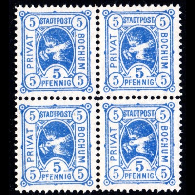 Bochum, 5 Pf. Brieftaube Ausgabe 1887, ungebr. 4er-Block