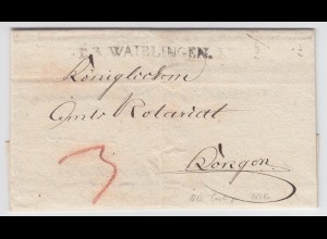Württemberg 1828, R3 Waiblingen, innen L2 Esslingen, 2x verwendeter Brief. #1993