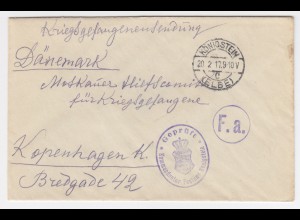 DR 1917, KGF POW Zensur Brief v. Königstein (Elbe) n. Dänemark. #2007
