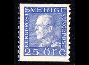 Schweden 185 II WA I**, postfrische 25 öre Gustav V. blau m. weissem Papier