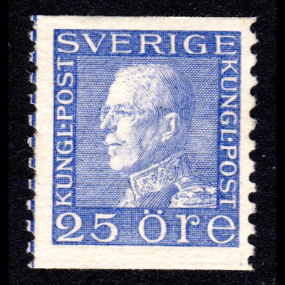 Schweden 185 II WA I**, postfrische 25 öre Gustav V. blau m. weissem Papier