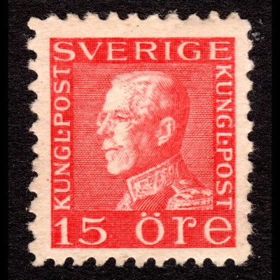 Schweden 179 I WB **, postfrische 15 öre Gustav V. 4seitig gezähnt