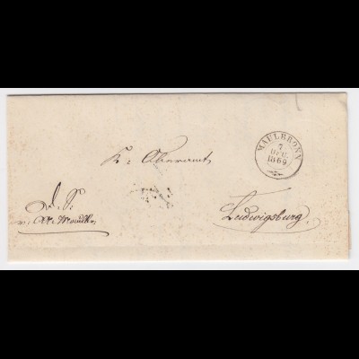 Württemberg 1869, 2x verw. Brief Maulbronnn Ludwigsburg, Schwieberdingen. #2002