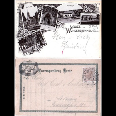 Österreich, Gruss vom Wunderbrünnel b. Ketzelsdorf, 1898 gebr. Litho-AK