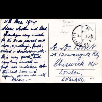 GB/Turkey 1915, censored field post card from APO SZ 8 Beirut
