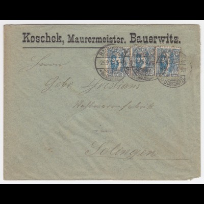 Oberschlesien 1921, Bauerwitz, Firmen Brief m. MeF. #1984