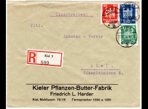 DR 1926, 5+10+20 Pf. auf Orts-Einschreiben Brief v. Kiel 3