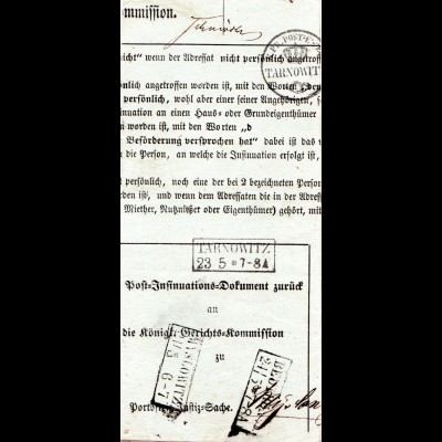 Preussen 1859, R2 Tarnowitz, Myslowitz u. Beuthen auf Post-Insinuations Brief