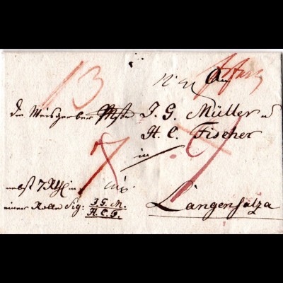 Preussen 1815, hds. Frankfurt (Oder) auf Paketbrief n. Langensalza