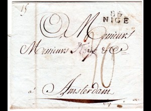 Frankreich 1811, 85 NICE auf Porto Brief n. Amsterdam, Niederlande