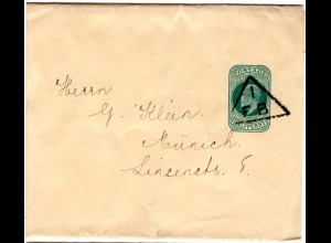 GB 1903, 1/2d Streifband Ganzsache m. Drucksachenstpl. n. Bayern. Ank.Stpl. rs.