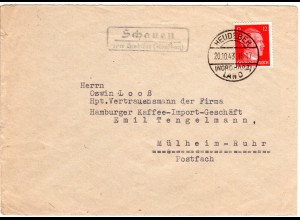DR 1943, SCHAUEN über Heudeber (Nordharz), Landpost Stpl. auf Brief m. 12 Pf.