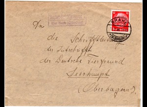 DR 1936, NORDER-FRIESCHENMOOR über Brake, Landpost Stpl. auf Brief m. 12 Pf.