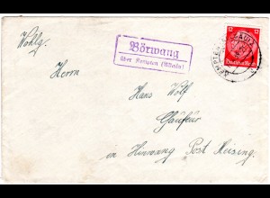 DR 1938, BÖRWANG über Kempten (Allgäu), Landpost Stpl. auf Brief m. 12 Pf.