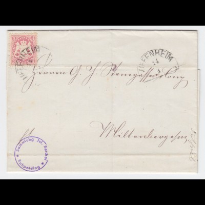 Bayern 1872, HKS Uffenheim auf Brief m. 3 Kr. Rücks. klarer HKS Miltenberg #1988