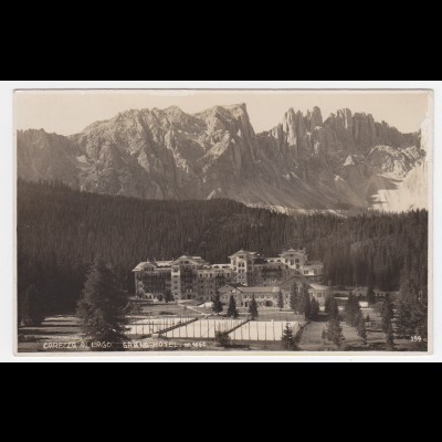 Italien, Carezza al Lago, Grand Hotel m. Tennis Plätzen, gebr. sw-AK. #1369