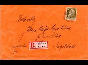 Bayern 1912, EF 40 Pfg. Type I auf Einschreiben Brief v. MÜNCHEN 48