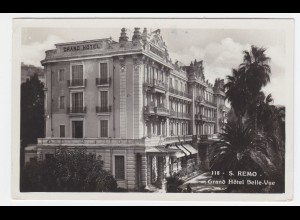 Italien, Liguria, San Remo, Grand Hotel Belle Vue, gebr. sw-AK. #2000
