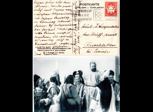 Bayern 1910, Sonderstpl. OBERAMMERGAU PASSIONSSPIELE auf Foto-AK m. 10 Pf.