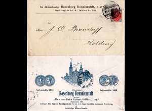Dänemark 1896, 8 öre auf rücks. illustriertem Fimenbrief v. Kopenhagen