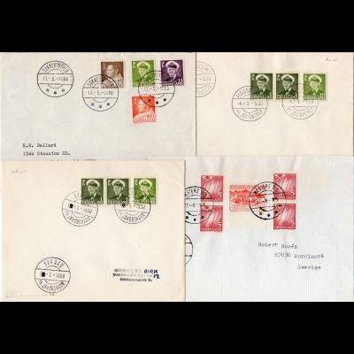 Grönland, 4 Briefe m. Stempeln v. kleineren Postanstalten