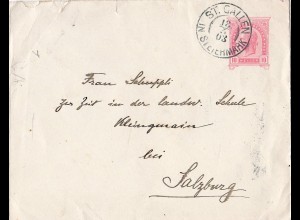 Österreich 1903, K2 ST. GALLEN IN STEIERMARK auf 10 H. Ganzsache Brief