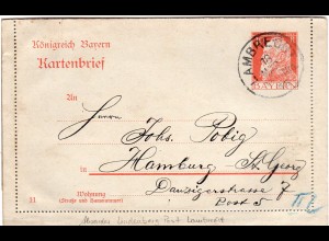 Bayern 1915, 10 Pf Kartenbrief Ganzsache v. Lambrecht m. Absender v. Lindenberg