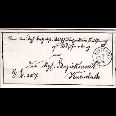 Bayern 1889, K1 KUPFERBERG auf Brief m. Staatstrauer-Rand