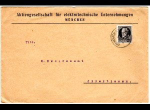 Bayern 1914, EF 25 Pf. Friedensdruck auf Firmen Brief v. KRUMBACH Schwaben