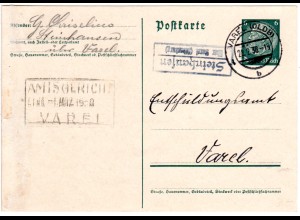 DR 1938, Landpost Stpl. STEINHAUSEN über Varel auf 6 Pf. Ganzsachenkarte
