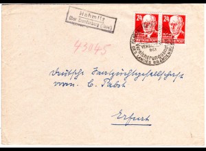 DDR 1950, Landpost Stpl. NAHMITZ über Brandenburg (Havel) auf Brief m. 2x24 Pf.