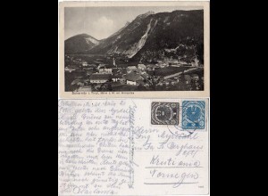Österreich, Scharnitz Gesamtansicht, 1921 n. Norwegen gebr. sw-AK