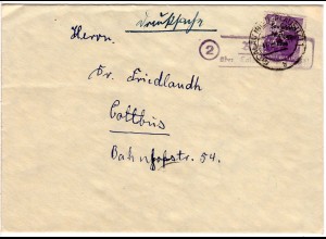 SBZ 1949, Landpost Stpl. REUDEN über Calau auf Drucksache Brief m. 6 Pf.
