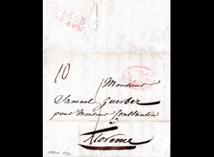Italien Neapel 1820, roter L2 NAP...rücks. auf Porto Brief n. Florenz Toscana