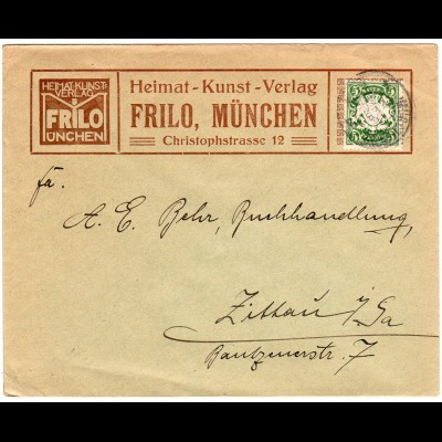 Bayern 1900, 5 Pf. auf Firmen Brief v. München n. Zittau
