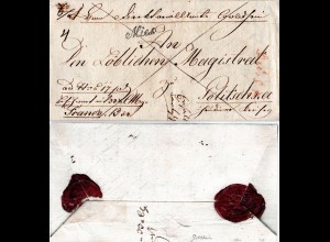 Österreich 1840, Böhmen Schreibschruift-L1 Mies auf Wert Brief n. Politschka