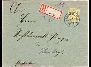 Bayern 1908, EF 30 Pf. auf Einschreiben Brief v. K1 RUHMANNSFELDEN n. Straubing