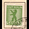 1946, kpl. Berlin Ausgabe m. 5 Pf. zickzack-Durchst. auf Sonderblatt m SPD Stpl.