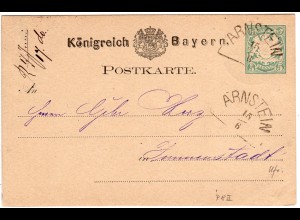 Bayern 1878, HKS ARNSTEIN auf 5 Pf. Ganzsache n. Immenstadt