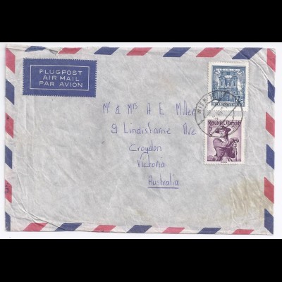 Österreich 1965, 5+2 S. auf Luftpost Brief v. Wien n. AUSTRALIEN! #1919