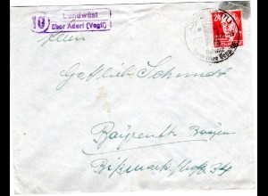 1949, Landpost Stpl. 10 LANDWÜST über Adorf auf Brief m. 24 Pf. SBZ