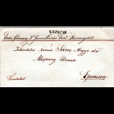 Österreich 1844, Ungarn-L1 S.N. PATAK klar auf Brief n. Eperiesen