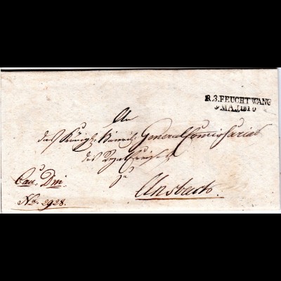 Bayern 1854, HKS FREYUNG i.W. auf Brief v. Wolfstein ans Forstamt Schlichtenberg
