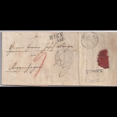 Österreich Hamburg Dänemark 1842, Teil Porto Brief v. Wien n. Kopenhagen. #1819